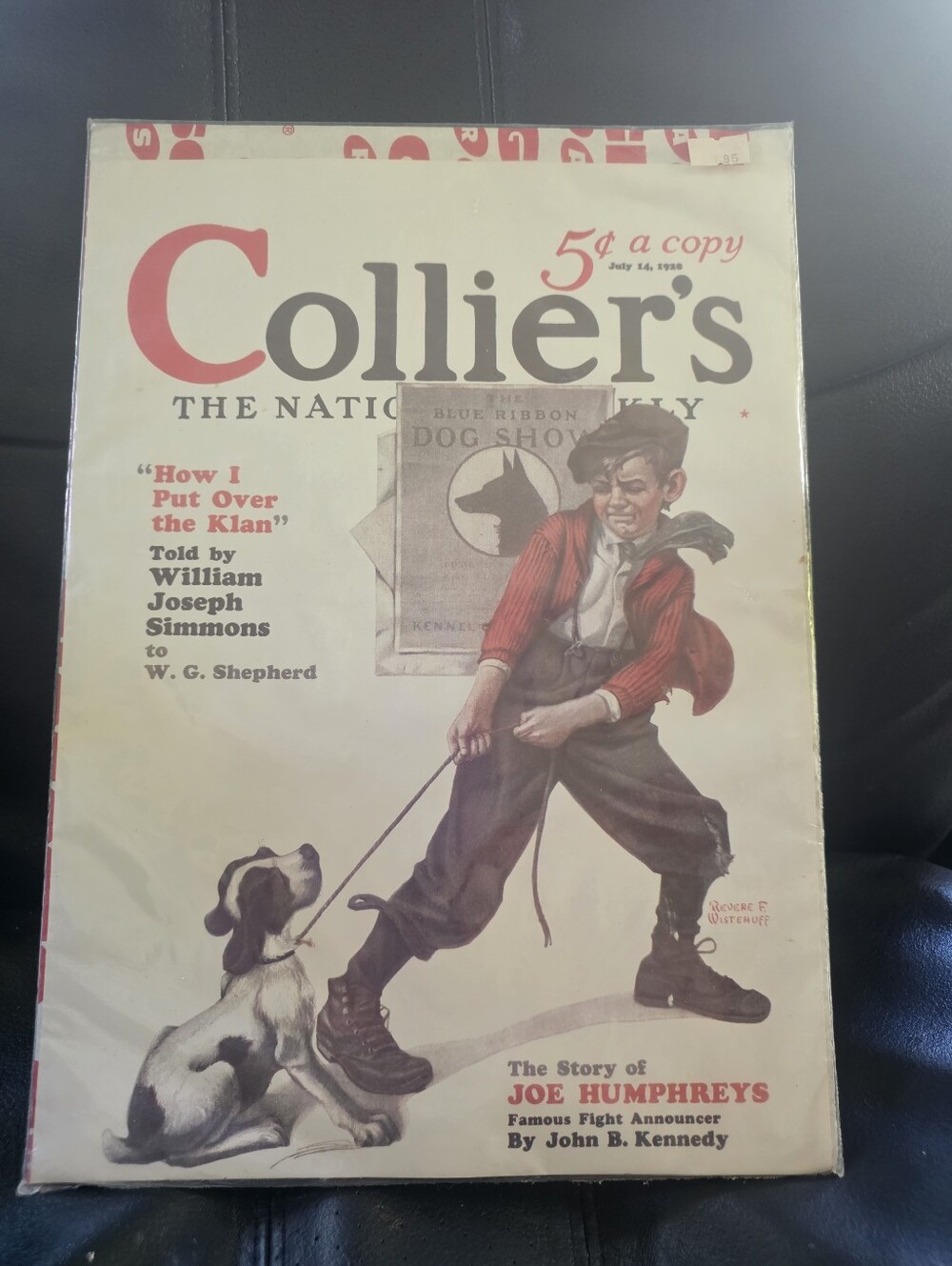 VTG 1928 COLLIER'S DOG SHOW MAGAZINE COVER ADVERTISING PRINT Revere R Wistehuff